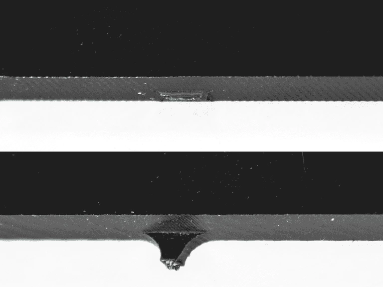 Plastic, composite, and wood materials cut on our CNC machine will have small tabs.